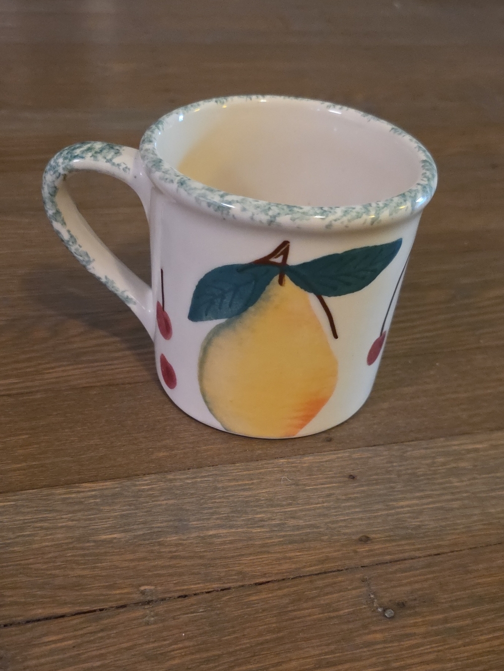 Hartstone Pottery - "Fruit Salad" Mug with Green Rim